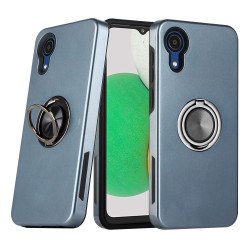 Dual Layer Armor Hybrid Stand Ring Case for Samsung A03 Core (Gray)